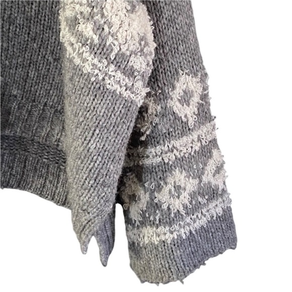Free People Fair Isle Button Cowl Neck Sweater Women’s M Fuzzy Slouchy Nordic - Picture 6 of 12